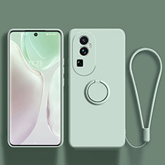 Coque Ultra Fine Silicone Souple Housse Etui avec Support Bague Anneau Aimante Magnetique S02 pour Oppo Reno10 Pro+ Plus 5G Pastel Vert