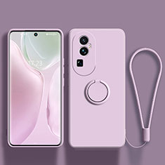 Coque Ultra Fine Silicone Souple Housse Etui avec Support Bague Anneau Aimante Magnetique S02 pour Oppo Reno10 Pro+ Plus 5G Violet Clair