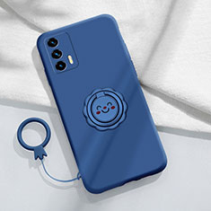 Coque Ultra Fine Silicone Souple Housse Etui avec Support Bague Anneau Aimante Magnetique S02 pour Realme GT Master 5G Bleu