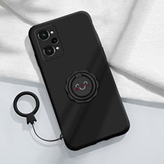 Coque Ultra Fine Silicone Souple Housse Etui avec Support Bague Anneau Aimante Magnetique S02 pour Realme GT Neo 3T 5G Noir