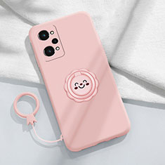 Coque Ultra Fine Silicone Souple Housse Etui avec Support Bague Anneau Aimante Magnetique S02 pour Realme GT Neo 3T 5G Rose