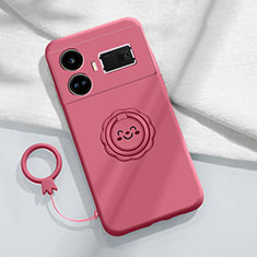 Coque Ultra Fine Silicone Souple Housse Etui avec Support Bague Anneau Aimante Magnetique S02 pour Realme GT Neo5 240W 5G Rose Rouge