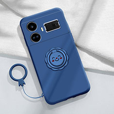 Coque Ultra Fine Silicone Souple Housse Etui avec Support Bague Anneau Aimante Magnetique S02 pour Realme GT Neo6 5G Bleu