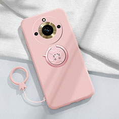 Coque Ultra Fine Silicone Souple Housse Etui avec Support Bague Anneau Aimante Magnetique S02 pour Realme Narzo 60 5G Rose