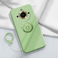 Coque Ultra Fine Silicone Souple Housse Etui avec Support Bague Anneau Aimante Magnetique S02 pour Realme Narzo 60 5G Vert