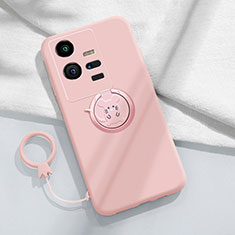 Coque Ultra Fine Silicone Souple Housse Etui avec Support Bague Anneau Aimante Magnetique S02 pour Vivo iQOO 11 Pro 5G Rose