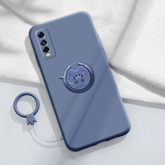 Coque Ultra Fine Silicone Souple Housse Etui avec Support Bague Anneau Aimante Magnetique S02 pour Vivo iQOO U1 Gris Lavende