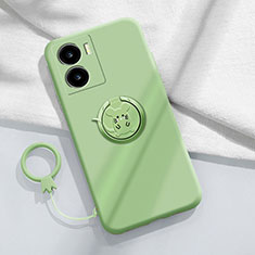 Coque Ultra Fine Silicone Souple Housse Etui avec Support Bague Anneau Aimante Magnetique S02 pour Vivo iQOO Z7 5G Vert