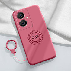 Coque Ultra Fine Silicone Souple Housse Etui avec Support Bague Anneau Aimante Magnetique S02 pour Vivo V29 Lite 5G Rose Rouge