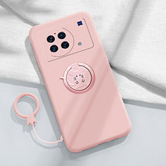 Coque Ultra Fine Silicone Souple Housse Etui avec Support Bague Anneau Aimante Magnetique S02 pour Vivo X Note Rose