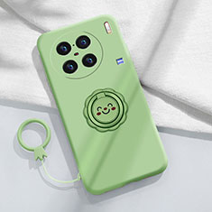 Coque Ultra Fine Silicone Souple Housse Etui avec Support Bague Anneau Aimante Magnetique S02 pour Vivo X90 5G Vert