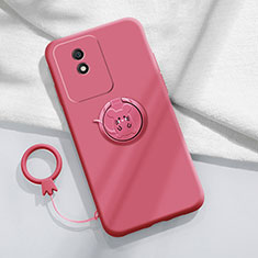 Coque Ultra Fine Silicone Souple Housse Etui avec Support Bague Anneau Aimante Magnetique S02 pour Vivo Y02 Rose Rouge