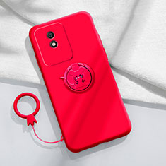 Coque Ultra Fine Silicone Souple Housse Etui avec Support Bague Anneau Aimante Magnetique S02 pour Vivo Y02 Rouge