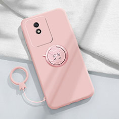 Coque Ultra Fine Silicone Souple Housse Etui avec Support Bague Anneau Aimante Magnetique S02 pour Vivo Y02t Rose