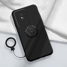 Coque Ultra Fine Silicone Souple Housse Etui avec Support Bague Anneau Aimante Magnetique S02 pour Vivo Y11 (2023) Noir