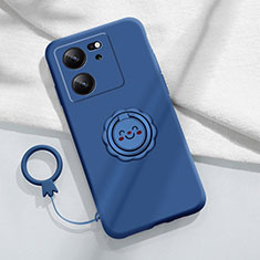 Coque Ultra Fine Silicone Souple Housse Etui avec Support Bague Anneau Aimante Magnetique S02 pour Xiaomi Redmi K60 Ultra 5G Bleu