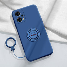 Coque Ultra Fine Silicone Souple Housse Etui avec Support Bague Anneau Aimante Magnetique S02 pour Xiaomi Redmi Note 12 Turbo 5G Bleu