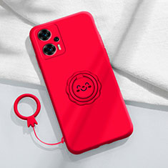 Coque Ultra Fine Silicone Souple Housse Etui avec Support Bague Anneau Aimante Magnetique S02 pour Xiaomi Redmi Note 12 Turbo 5G Rouge