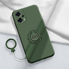 Coque Ultra Fine Silicone Souple Housse Etui avec Support Bague Anneau Aimante Magnetique S02 pour Xiaomi Redmi Note 12 Turbo 5G Vert Nuit