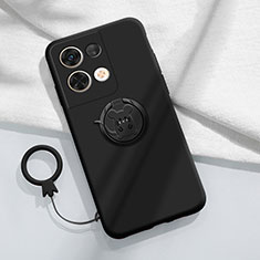 Coque Ultra Fine Silicone Souple Housse Etui avec Support Bague Anneau Aimante Magnetique S02 pour Xiaomi Redmi Note 13 5G Noir