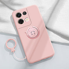 Coque Ultra Fine Silicone Souple Housse Etui avec Support Bague Anneau Aimante Magnetique S02 pour Xiaomi Redmi Note 13 5G Rose