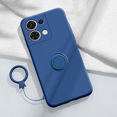 Coque Ultra Fine Silicone Souple Housse Etui avec Support Bague Anneau Aimante Magnetique S03 pour Oppo Reno8 5G Bleu