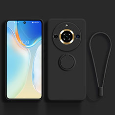 Coque Ultra Fine Silicone Souple Housse Etui avec Support Bague Anneau Aimante Magnetique S03 pour Realme 11 Pro 5G Noir