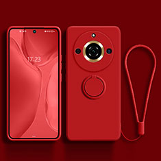 Coque Ultra Fine Silicone Souple Housse Etui avec Support Bague Anneau Aimante Magnetique S03 pour Realme 11 Pro 5G Rouge