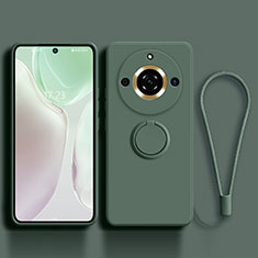 Coque Ultra Fine Silicone Souple Housse Etui avec Support Bague Anneau Aimante Magnetique S03 pour Realme 11 Pro 5G Vert Nuit