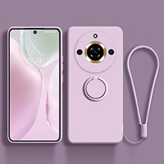 Coque Ultra Fine Silicone Souple Housse Etui avec Support Bague Anneau Aimante Magnetique S03 pour Realme 11 Pro 5G Violet Clair