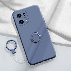 Coque Ultra Fine Silicone Souple Housse Etui avec Support Bague Anneau Aimante Magnetique S04 pour Oppo Find X5 5G Gris Lavende