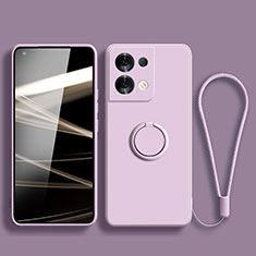 Coque Ultra Fine Silicone Souple Housse Etui avec Support Bague Anneau Aimante Magnetique S04 pour Oppo Reno9 5G Violet Clair