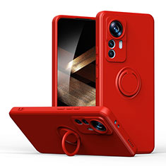 Coque Ultra Fine Silicone Souple Housse Etui avec Support Bague Anneau Aimante Magnetique S05 pour Xiaomi Redmi Note 12S Rouge