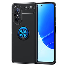 Coque Ultra Fine Silicone Souple Housse Etui avec Support Bague Anneau Aimante Magnetique SD1 pour Huawei Honor 50 SE 5G Bleu et Noir