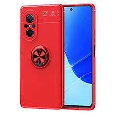 Coque Ultra Fine Silicone Souple Housse Etui avec Support Bague Anneau Aimante Magnetique SD1 pour Huawei Honor 50 SE 5G Rouge