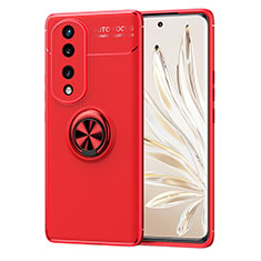 Coque Ultra Fine Silicone Souple Housse Etui avec Support Bague Anneau Aimante Magnetique SD1 pour Huawei Honor 70 5G Rouge