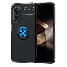 Coque Ultra Fine Silicone Souple Housse Etui avec Support Bague Anneau Aimante Magnetique SD1 pour Huawei Honor X5 Plus Bleu et Noir