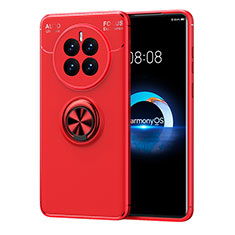 Coque Ultra Fine Silicone Souple Housse Etui avec Support Bague Anneau Aimante Magnetique SD1 pour Huawei Mate 50E Rouge