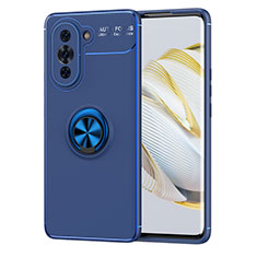 Coque Ultra Fine Silicone Souple Housse Etui avec Support Bague Anneau Aimante Magnetique SD1 pour Huawei Nova 10 Pro Bleu