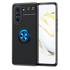 Coque Ultra Fine Silicone Souple Housse Etui avec Support Bague Anneau Aimante Magnetique SD1 pour Huawei Nova 10 Pro Bleu et Noir