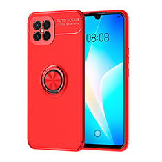 Coque Ultra Fine Silicone Souple Housse Etui avec Support Bague Anneau Aimante Magnetique SD1 pour Huawei Nova 8 SE 4G Rouge