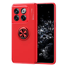 Coque Ultra Fine Silicone Souple Housse Etui avec Support Bague Anneau Aimante Magnetique SD1 pour OnePlus 10T 5G Rouge