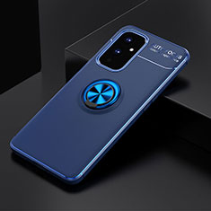 Coque Ultra Fine Silicone Souple Housse Etui avec Support Bague Anneau Aimante Magnetique SD1 pour OnePlus 9 5G Bleu