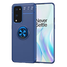 Coque Ultra Fine Silicone Souple Housse Etui avec Support Bague Anneau Aimante Magnetique SD1 pour OnePlus 9 Pro 5G Bleu