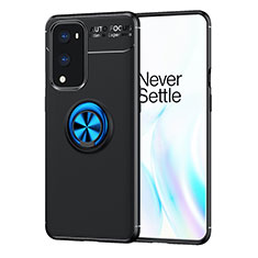 Coque Ultra Fine Silicone Souple Housse Etui avec Support Bague Anneau Aimante Magnetique SD1 pour OnePlus 9 Pro 5G Bleu et Noir