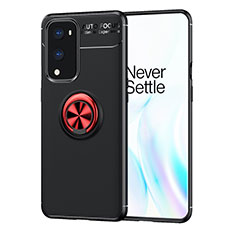 Coque Ultra Fine Silicone Souple Housse Etui avec Support Bague Anneau Aimante Magnetique SD1 pour OnePlus 9 Pro 5G Rouge et Noir