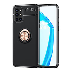 Coque Ultra Fine Silicone Souple Housse Etui avec Support Bague Anneau Aimante Magnetique SD1 pour OnePlus 9R 5G Or et Noir