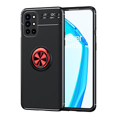 Coque Ultra Fine Silicone Souple Housse Etui avec Support Bague Anneau Aimante Magnetique SD1 pour OnePlus 9R 5G Rouge et Noir