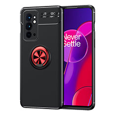 Coque Ultra Fine Silicone Souple Housse Etui avec Support Bague Anneau Aimante Magnetique SD1 pour OnePlus 9RT 5G Rouge et Noir