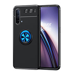 Coque Ultra Fine Silicone Souple Housse Etui avec Support Bague Anneau Aimante Magnetique SD1 pour OnePlus Nord CE 5G Bleu et Noir